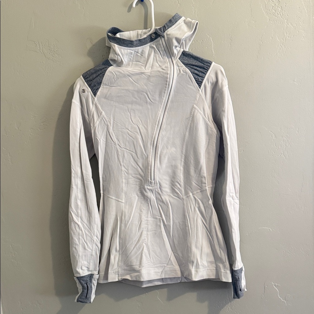 lululemon athletica White and Gray Hooded Sweatshirt 8